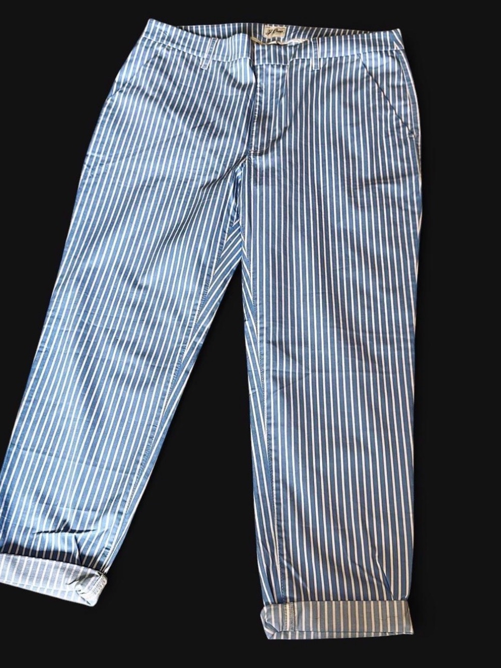 J. Crew Blue and White Striped Chinos cropped fit size 30 cotton blend